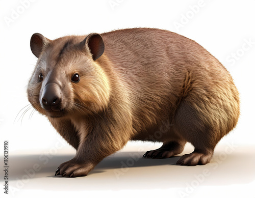 Australian Wombat on a white background illustration clip art photo