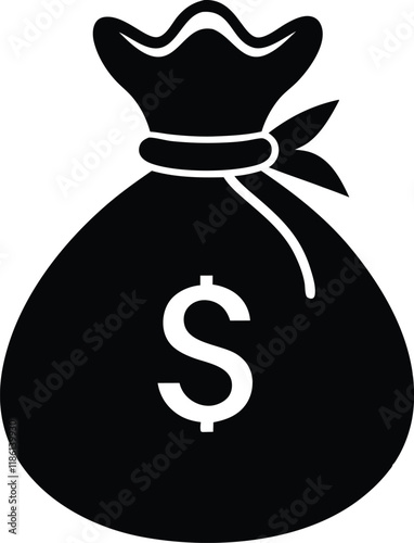 Money Bag Silhouette Vector, Money Bag Icon Symbol