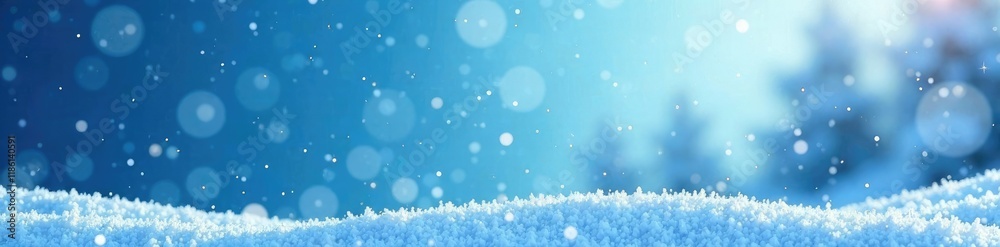 Obraz premium Softly falling snowflakes on a serene blue winter sky, winter wonderland, frost