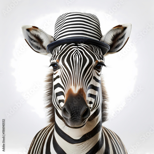 portrait of a zebra  wearing a hat illustration 