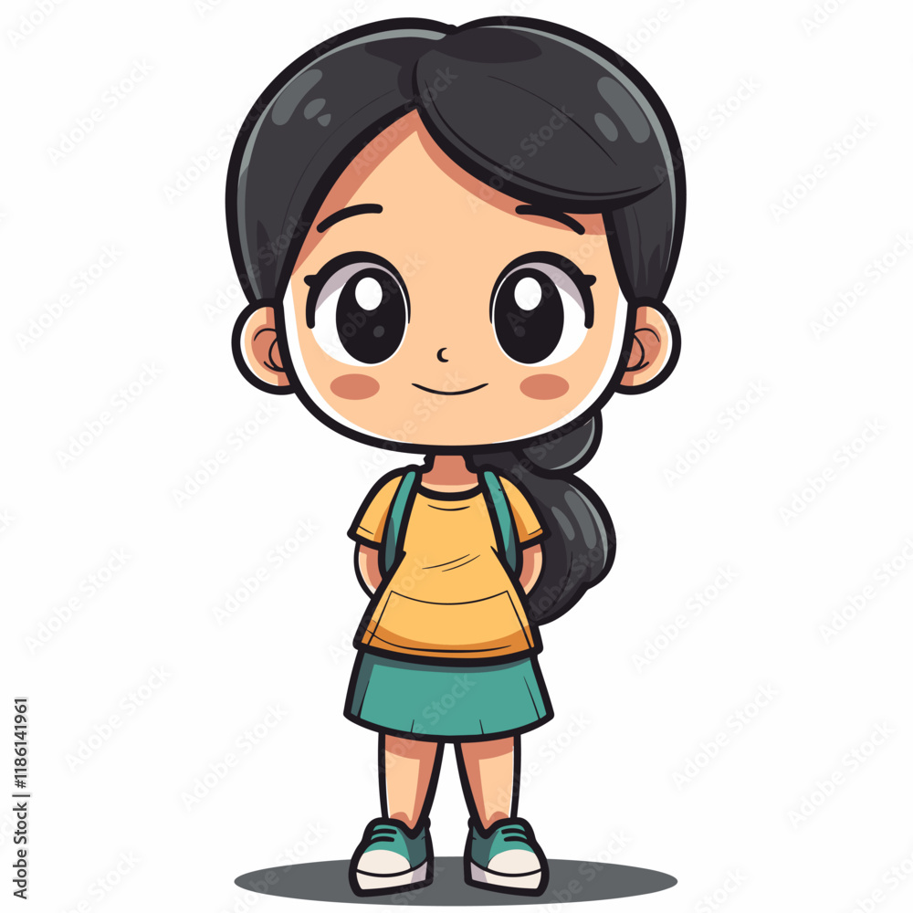 Cute little girl in a yellow T-shirt Cute little girl in a yellow T-shirt