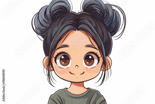 Cute little girl cartoon character. Vector illustration design on white background