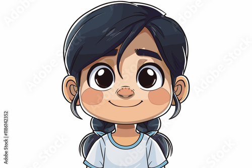 Cute little girl. Vector illustration in cartoon style