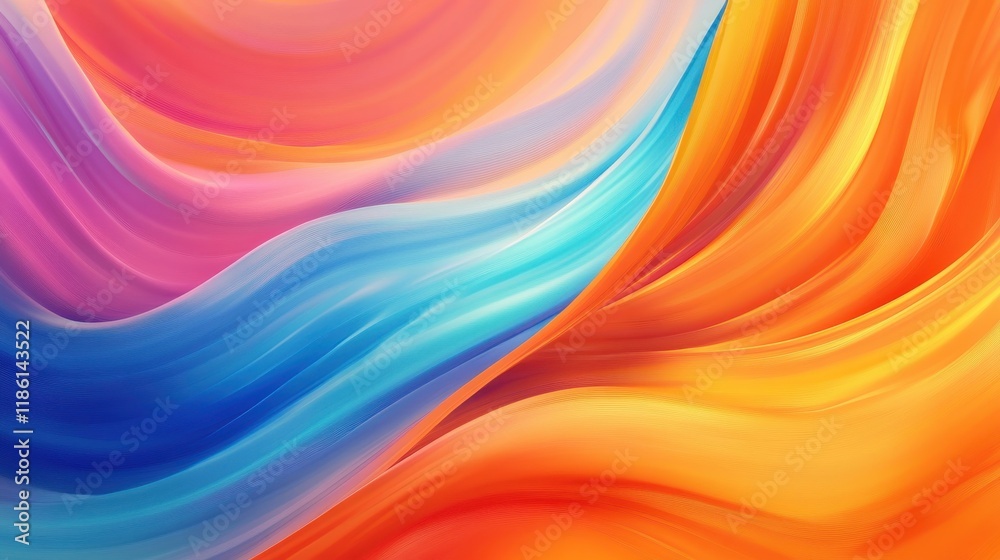 Abstract Swirling Pattern of Orange, Blue, and Pink