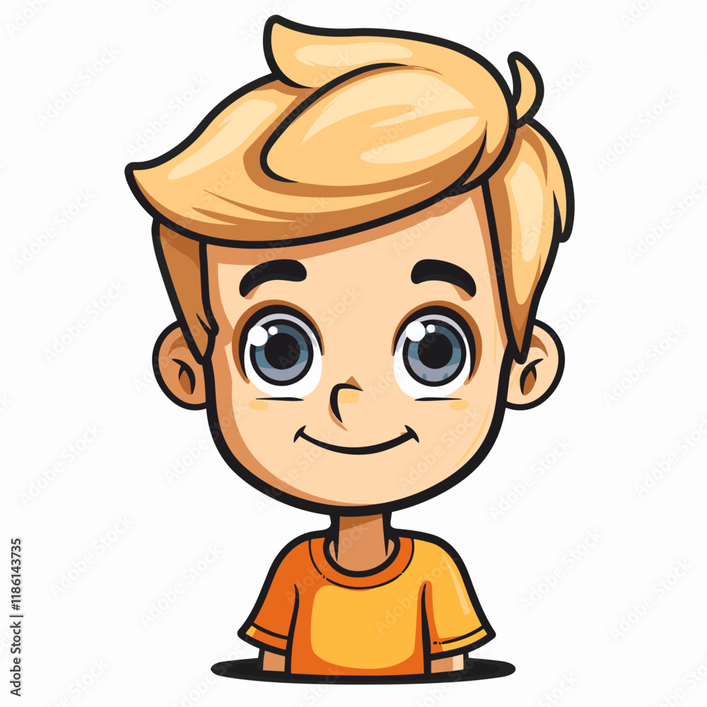 Obraz premium Cute boy with blond hair. Vector illustration isolated on white background