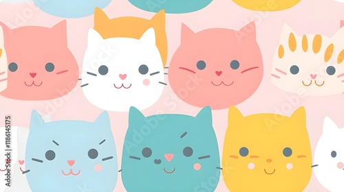 the cat faces pattern colorful colors