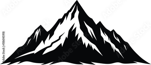 Mountain silhouette vector, Black and white mountain icon