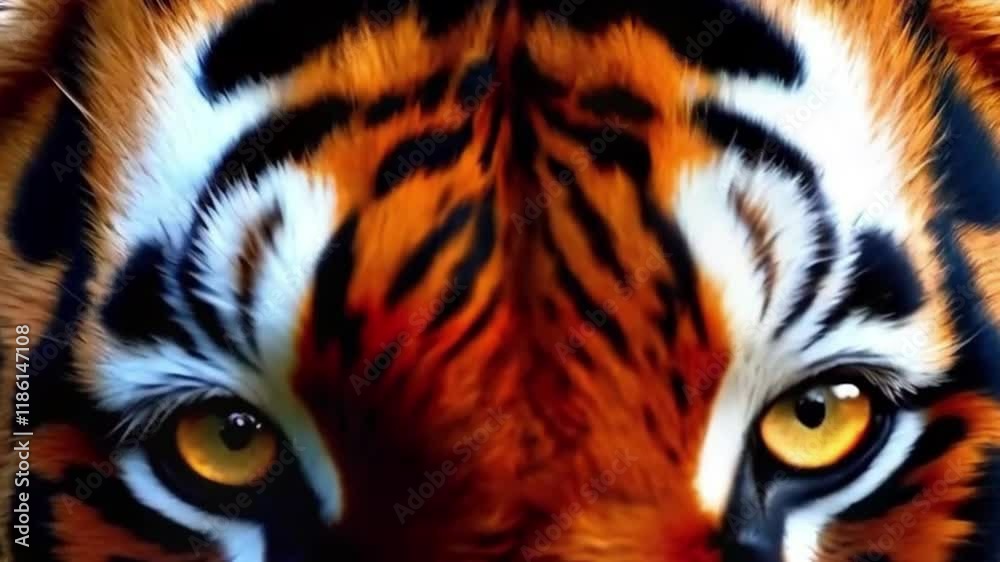 A dramatic close-up of the eyes of a lion, hawk, or tiger
