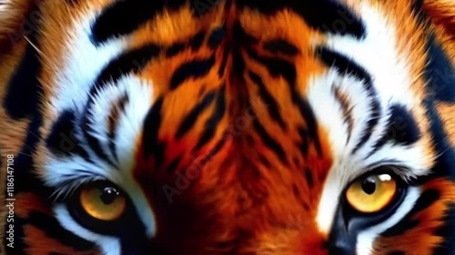 A dramatic close-up of the eyes of a lion, hawk, or tiger