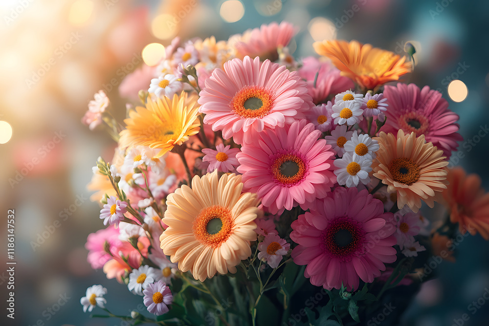 Luxurious bouquet, greeting card.