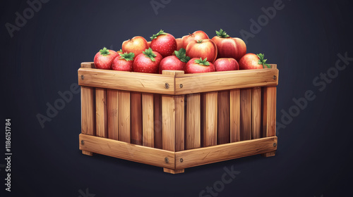 Wooden crate top and side view. Empty open wood box for fruit or vegetable harvest storage. Realistic 3d vector illustration set of old warehouse container. Timber chest for cargo and shipping. photo