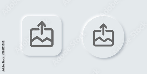 Publish line icon in neomorphic design style. Upload signs vector illustration.