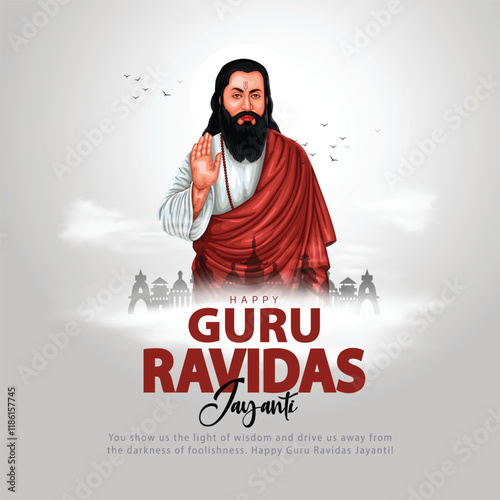 happy Ravidas Jayanti festival greeting card design. abstract vector illustration.