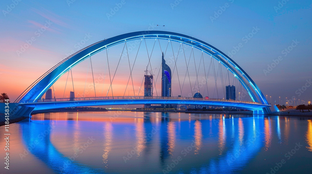 Obraz premium city harbor bridge at night