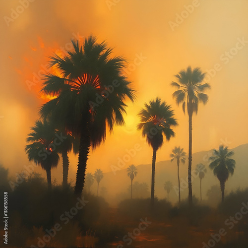 palm trees at sunset