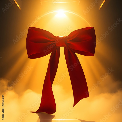 golden bow with ribbon