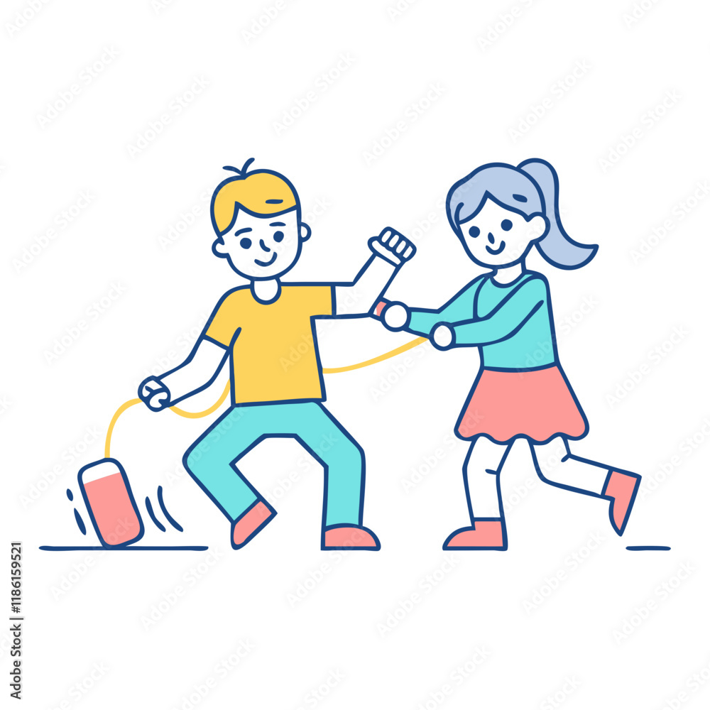 siblings playing vector icon, family day vector illustration - simple illustration of siblings playing perfect for logos, and family day-themed designs. siblings playing vector icon, family day vector illustration - simple illustration of siblings playing perfect for logos, and family day-themed designs.