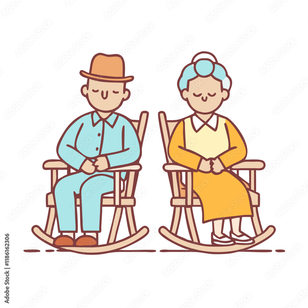 grandparents in rocking chairs vector icon, family day vector illustration - simple illustration of grandparents in rocking chairs perfect for logos, and family day-themed designs. grandparents in rocking chairs vector icon, family day vector illustration - simple illustration of grandparents in rocking chairs perfect for logos, and family day-themed designs.