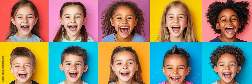 custom made wallpaper toronto digitalJoyful Expressions Diverse Group of Happy Children Smiling on Vibrant Colorful Backgrounds