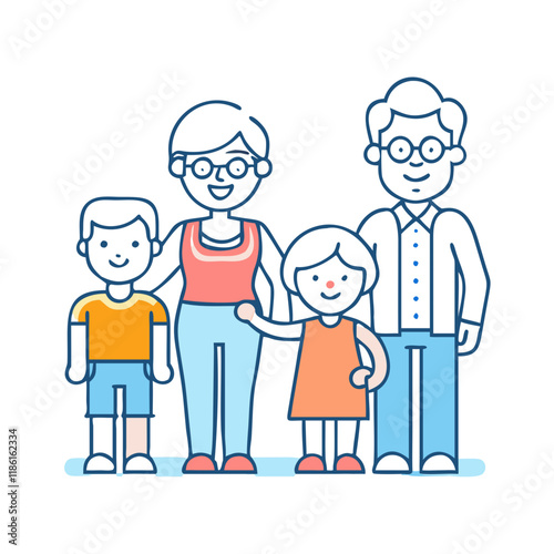 grandparents with grandchildren vector icon, family day vector illustration - simple illustration of grandparents with grandchildren perfect for logos, and family day-themed designs.