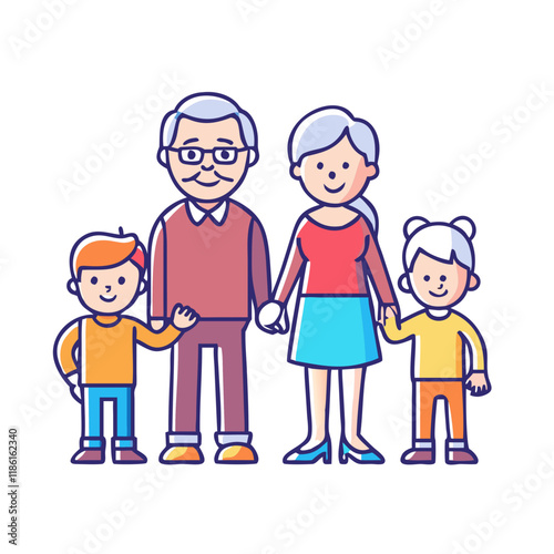 grandparents with grandchildren vector icon, family day vector illustration - simple illustration of grandparents with grandchildren perfect for logos, and family day-themed designs.