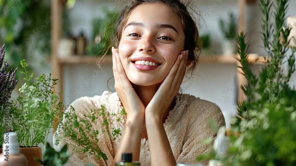 Girl exploring beauty products made from natural and organic ingredients Girl exploring beauty products made from natural and organic ingredients