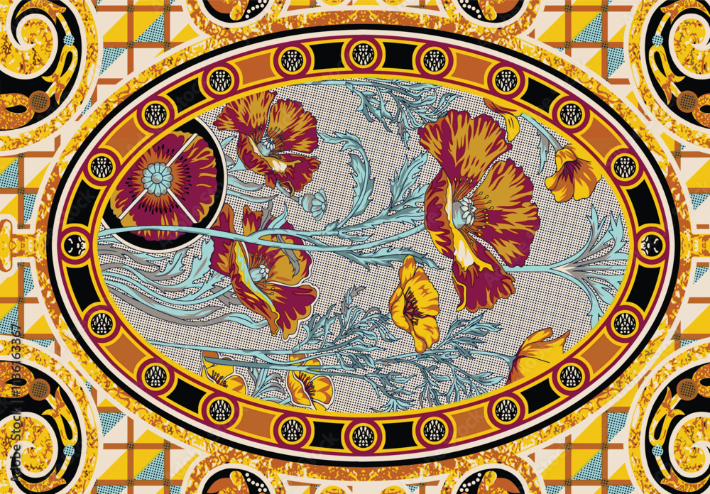 Obraz premium Seamless Floral border designs with intricate details for premium fabrics.