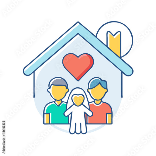 home with family hearts vector icon, family day vector illustration - simple illustration of home with family hearts perfect for logos, and family day-themed designs.