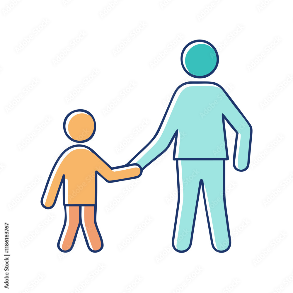 parent and child holding hands vector icon, family day vector illustration - simple illustration of parent and child holding hands perfect for logos, and family day-themed designs.