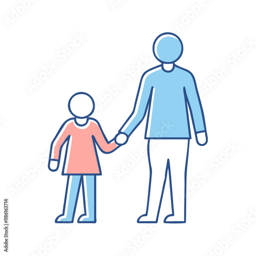 parent and child holding hands vector icon, family day vector illustration - simple illustration of parent and child holding hands perfect for logos, and family day-themed designs.