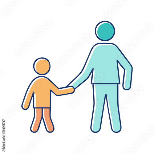 parent and child holding hands vector icon, family day vector illustration - simple illustration of parent and child holding hands perfect for logos, and family day-themed designs.