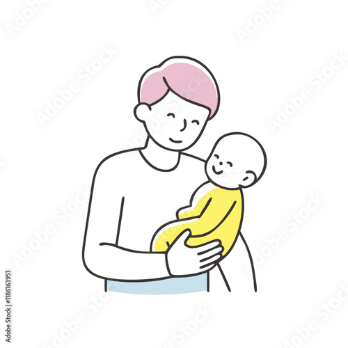 parent holding baby vector icon, family day vector illustration - simple illustration of parent holding baby perfect for logos, and family day-themed designs.