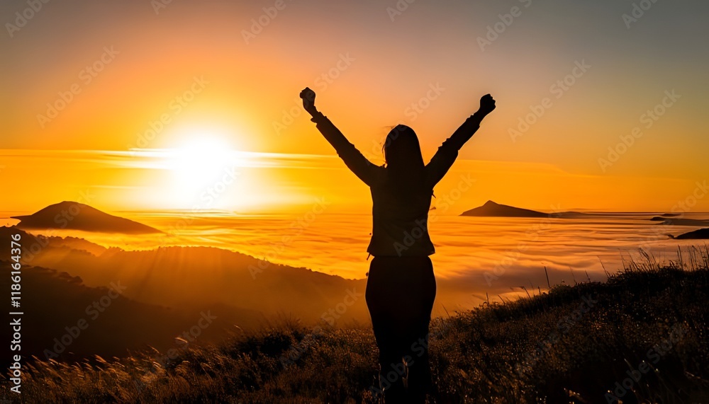 Silhouette of a person in the sunset