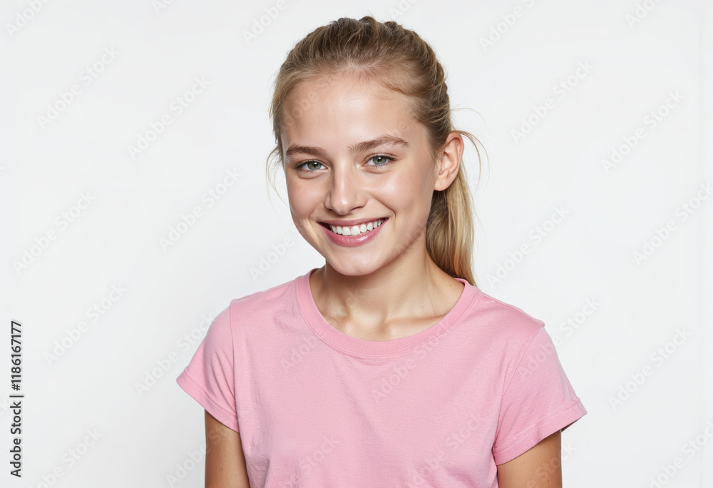 Portrait of a pretty blonde teenager on a white background Portrait of a pretty blonde teenager on a white background