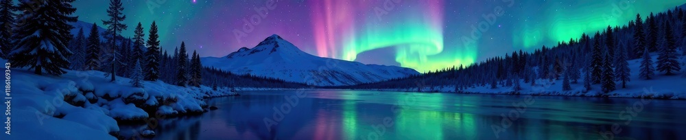 custom made wallpaper toronto digitalRiver flows under shimmering northern lights in the darkness, , natural wonder