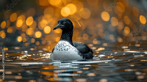 The Great Auk (Pinguinus impennis), now extinct, was a large, flightless seabird native to the North Atlantic, primarily inhabiting rocky islands and coastal waters. Reaching heights of about 75–85 cm photo