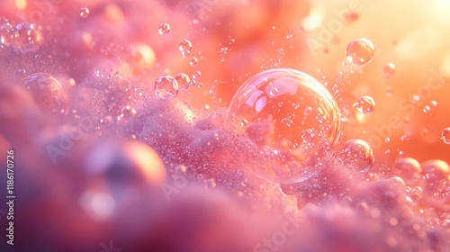 Vibrant Sparkling Bubbles in Soft Pink and Orange Tones, Perfect for Beauty, Beverage, and Branding Concepts

