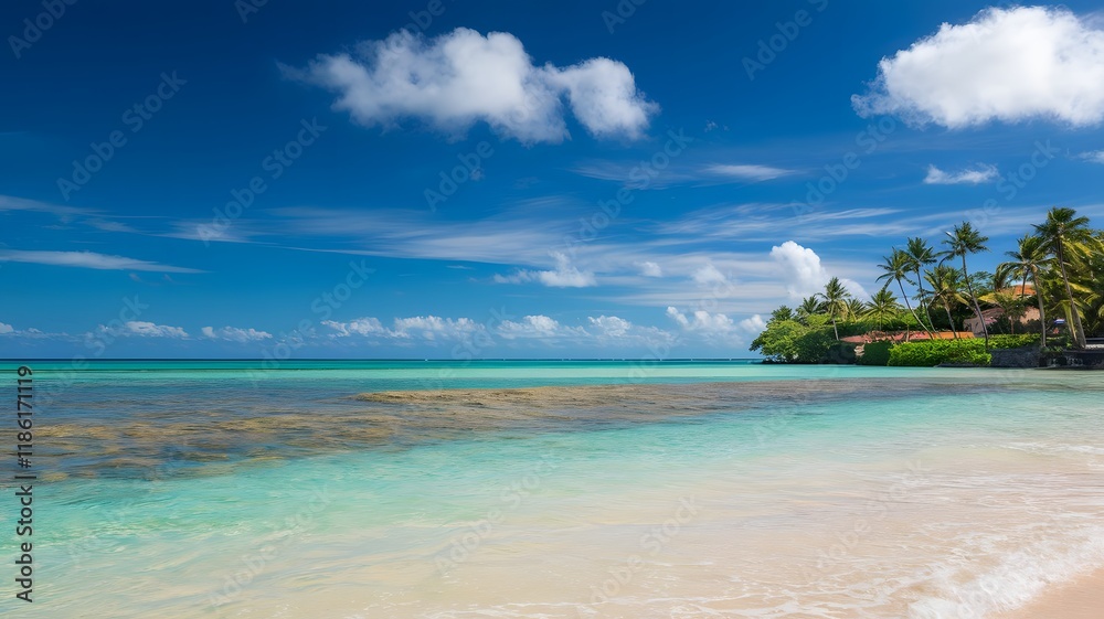 Fototapeta premium Paradise beach with blue sky