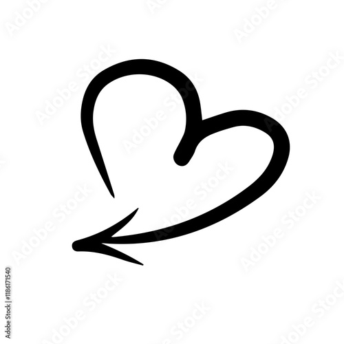 The shooter's heart. A hand-drawn doodle for Valentine's Day