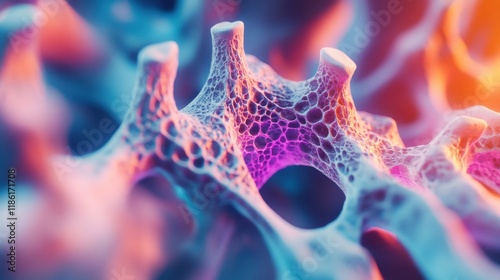 Microscopic Bone Structure: A Colorful Exploration of Trabecular Bone photo