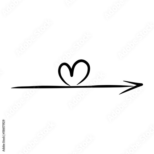 A heart with an arrow. A hand-drawn doodle. Decoration for Valentine's Day celebrations