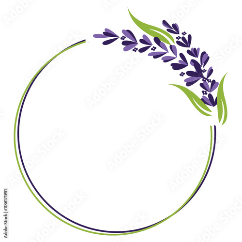 Lavender Flower Circle Isolated on White Background