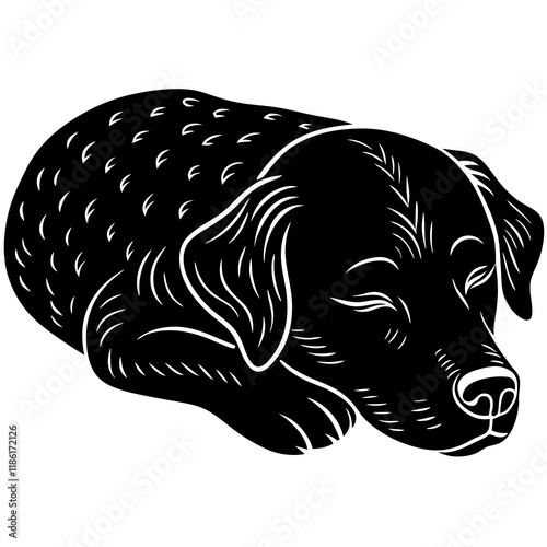 chesapeake bay retriever dog black silhouette vector, dog sleeping vector, Simple silhouette Design vector icon with white background.