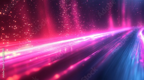 Dynamic Neon Light Trails Representing Data Streams and Futuristic Flow

