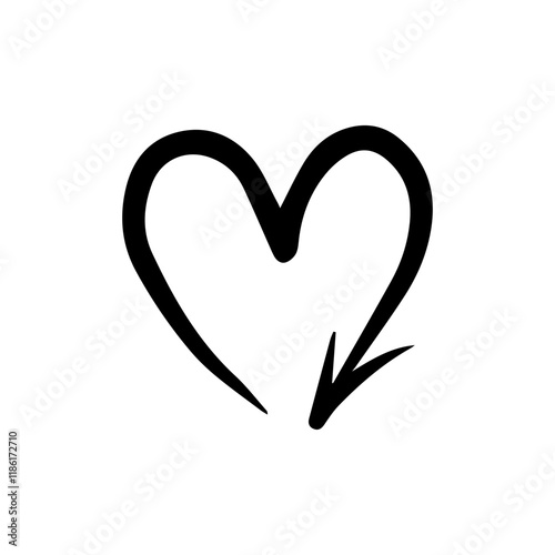 A heart-shaped arrow. a simple doodle element for the design