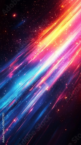 Dynamic Abstract Light Streaks and Sparkling Particles in Vibrant Colors

