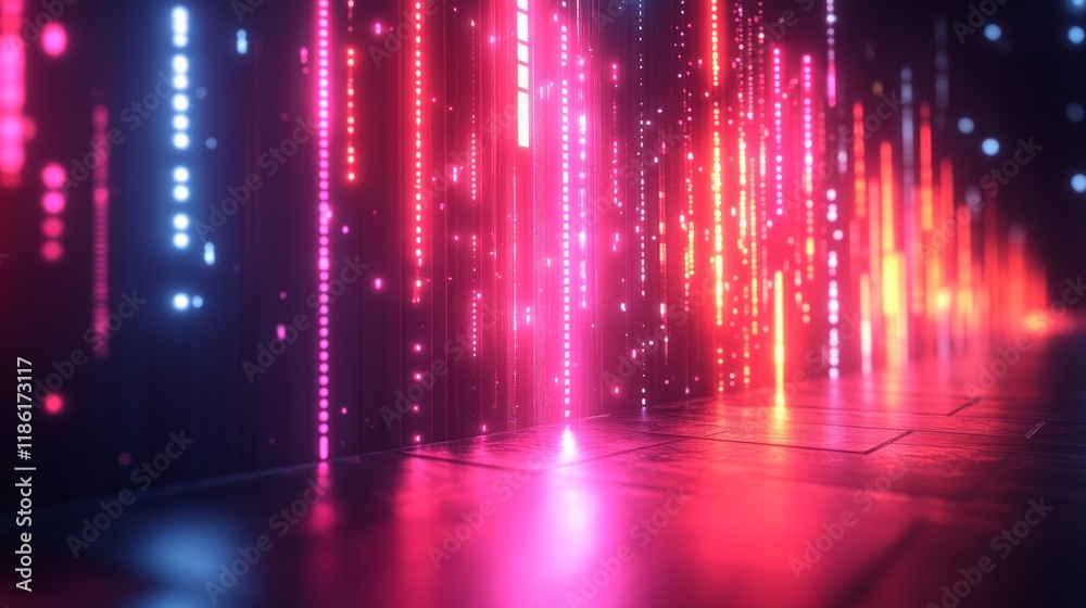 Futuristic Neon Light Bars Representing Data Streams and Analytics Visualization
Futuristic Neon Light Bars Representing Data Streams and Analytics Visualization