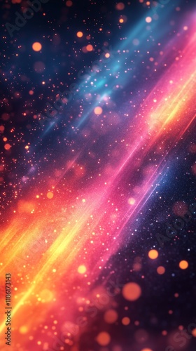 Dynamic Abstract Light Streaks and Sparkling Particles in Vibrant Colors

