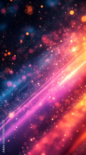 Dynamic Abstract Light Streaks and Sparkling Particles in Vibrant Colors

