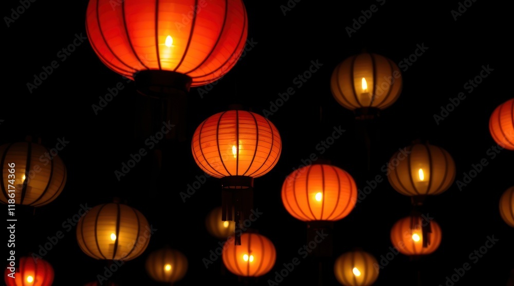 Luxurious Chinese lanterns are prominently displayed, with sharp focus and soft, textured background Luxurious Chinese lanterns are prominently displayed, with sharp focus and soft, textured background